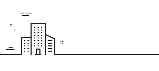Buildings line icon. City architecture sign. Skyscraper building symbol. Minimal line illustration background. Buildings line icon pattern banner. White web template concept. Vector
