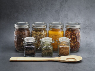 Healthey Herbs and Spices in sealed jars