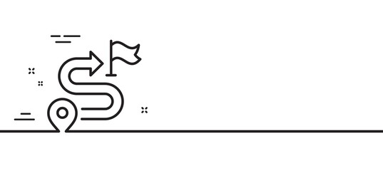 Journey line icon. Road path sign. Route map distance symbol. Minimal line illustration background. Journey line icon pattern banner. White web template concept. Vector