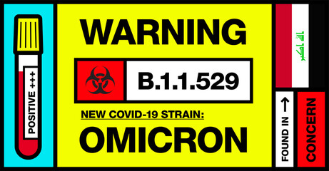 Iraq. Covid-19 New Strain Called Omicron. Found in Botswana and South Africa. Warning Sign with Positive Blood Test. Concern. B.1.1.529.