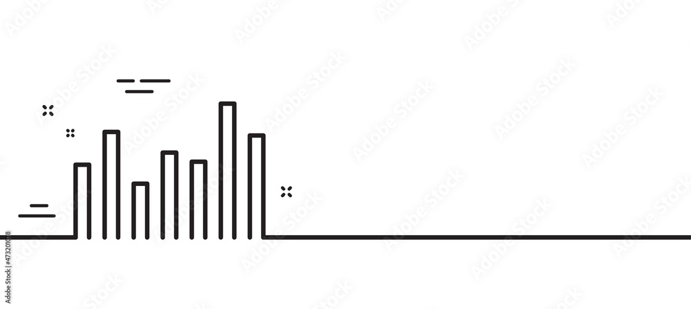 Poster column chart line icon. financial graph sign. stock exchange symbol. business investment. minimal li