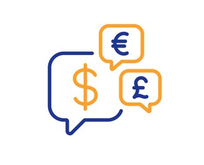 Money currency line icon. Cash exchange sign. Stock trade symbol. Colorful thin line outline concept. Linear style money currency icon. Editable stroke. Vector