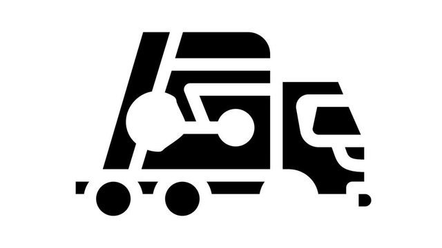 garbage truck animated glyph icon garbage truck sign. isolated on white background