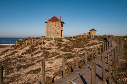 The ancient Mills of Apulia on the Atlantic coast of Portugal.