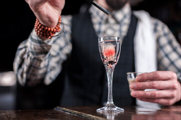 Bartender creates a cocktail at the beerhall