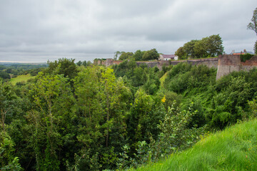 Fototapeta na wymiar Defensive walls around the town of Montreuil sur Mer, France