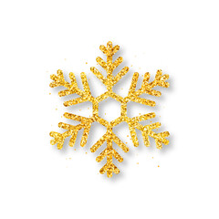 Christmas snowflake with glitter and luxury texture. Golden snowflake for Christmas decoration