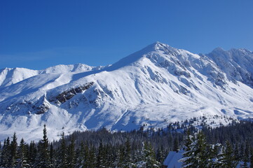 Fototapeta na wymiar Zimowy pejzaż z Doliny Gąsienicowej w Tatrach 