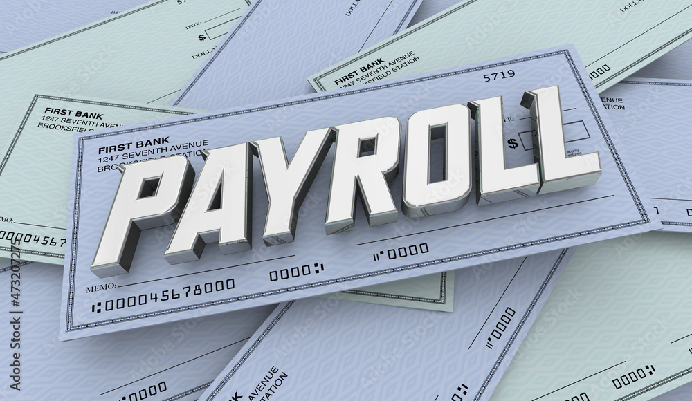 Wall mural Payroll Money Earnings Paychecks Employee Worker Job Compensation 3d Illustration