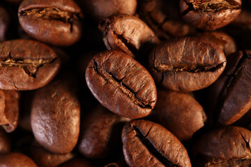 Coffee beans in closeup 