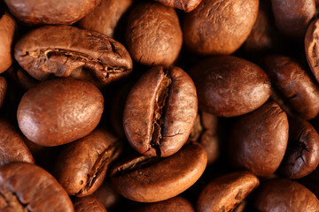 Coffee beans in closeup 