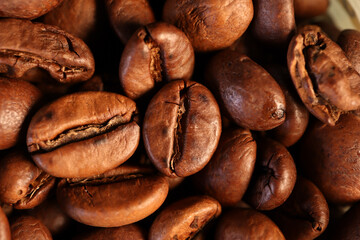 Coffee beans in closeup 