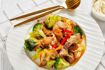 tasty Cheesy Chicken sweet pepper Broccoli bake