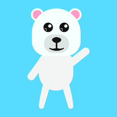 happy polar bear waving. Bear white kawaii. Polar bear of christmas. Vector illustration.