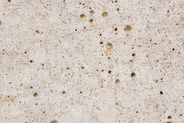 Texture of gray cement with fine pores and stones.