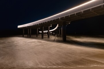 Ostsee,  wundersch&ouml;ne Seebr&uuml;cke Ostseebad Koserow auf der Insel Usedom bei Nacht