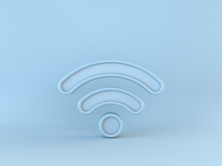 Blue Wi-Fi wireless internet network symbol 3D rendering illustration isolated on blue background