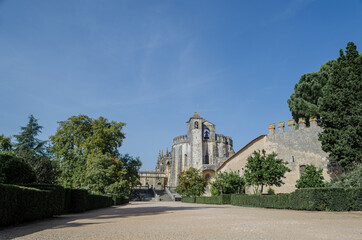 View of the round Templar Church of the Convent of the Order of Christ, in portuguese Convento do Cristo, in Tomar, Portugal