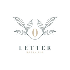 Number 0 Floral and Botanical Logo. Nature Leaf Feminine for Beauty Salon, Massage, Cosmetics or Spa Icon Symbol