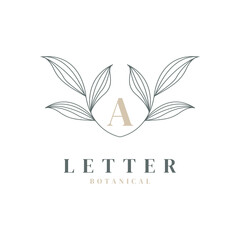 Initial Letter A Floral and Botanical Logo. Nature Leaf Feminine for Beauty Salon, Massage, Cosmetics or Spa Icon Symbol