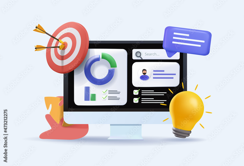 Poster concept of project initiation. project managment, life cycle. 3d vector illustration. assignments , 