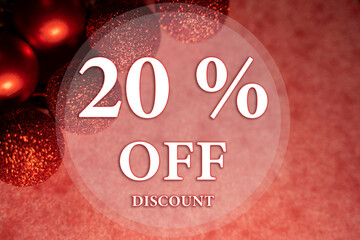 Christmas sale text on pink background. up to 20 off, christmas sale, discount template with...
