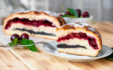 Homemade Organic Berry Pie with blueberries and blackberries