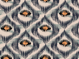 Vintage vector seamless pattern in ikat style.