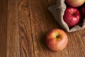 apples on a wooden table vitamins fresh fruits organic