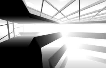 Obraz premium Building interior abstract architecture drawing 3d illustration 