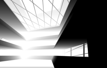 Building interior abstract architecture drawing 3d illustration	
