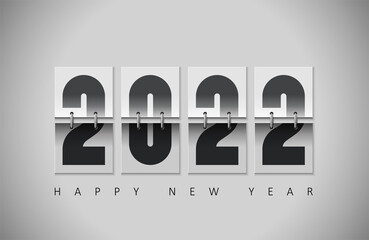 2022 flip calendar happy new year design realistic banner or poster vector illustration