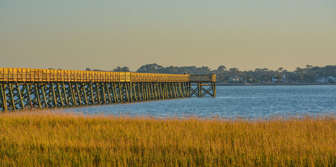 The Fishing Pier in Hunting Island State Park. On the Atlantic Ocean, Hunting Island, Beaufort...