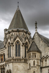 The Royal Courts of Justice, or Law Courts, in Westminter, London, England, detail