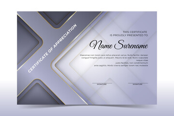 Gradient shiny golden gray certificate template