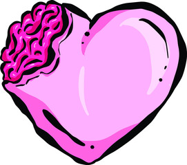 Pink Undead Zombie Carton Heart for Valentines Day or Halloween Illustration