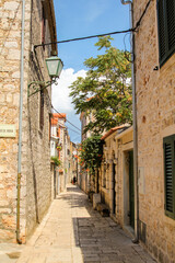 Tranquil narrow little alley in downtown Hvar