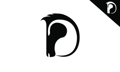 Letter D Horse Elephant Logo Design Vector