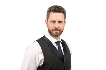 male fashion. mens beauty. grizzled man portrait. mature elegant man with beard.