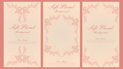 soft color line floral ornament social media stories collection design