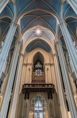 Fototapeta premium Laeken Laken, Brussels Capital Region / Belgium - 09 13 2019: Neo-gothic interior design of the roman catholic church of Our Lady of Laeken