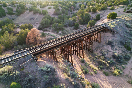 Aerial Photograph of the Santa Fe Railroad in New Mexico