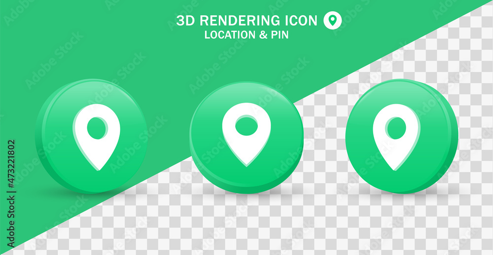 Poster 3d location pin icon map pointer marker symbol modern button in 3d rendering