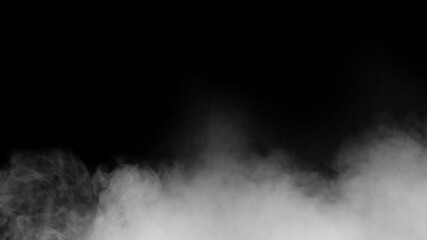 White smoke or fog isolated on black background.
