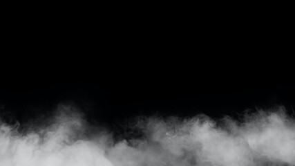 White smoke or fog isolated on black background.