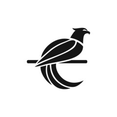 logo silhouette illustration of a dove perched on a tree branch. cute hummingbird, eagle, swallow, raven nest