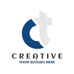 Obraz premium Creative minimal CT or TC Letter Initial Logo Design Vector Template