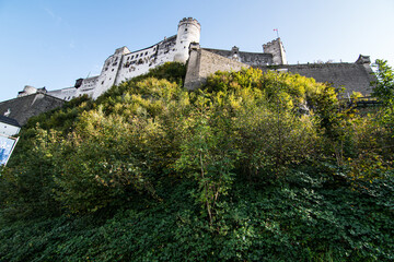 Panorama view of famous Hohensalzburg Fortress in the historic city of Salzburg