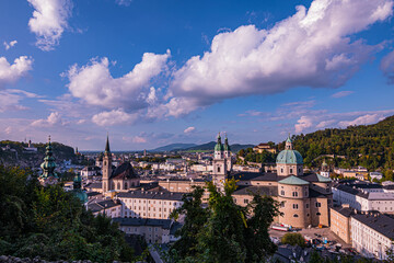 Panoramic view of Salzburg Churches from Hohensalzburg Fortress, Austria