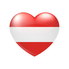 Love Austria symbol. Vector Heart flag icon isolated on white background eps10